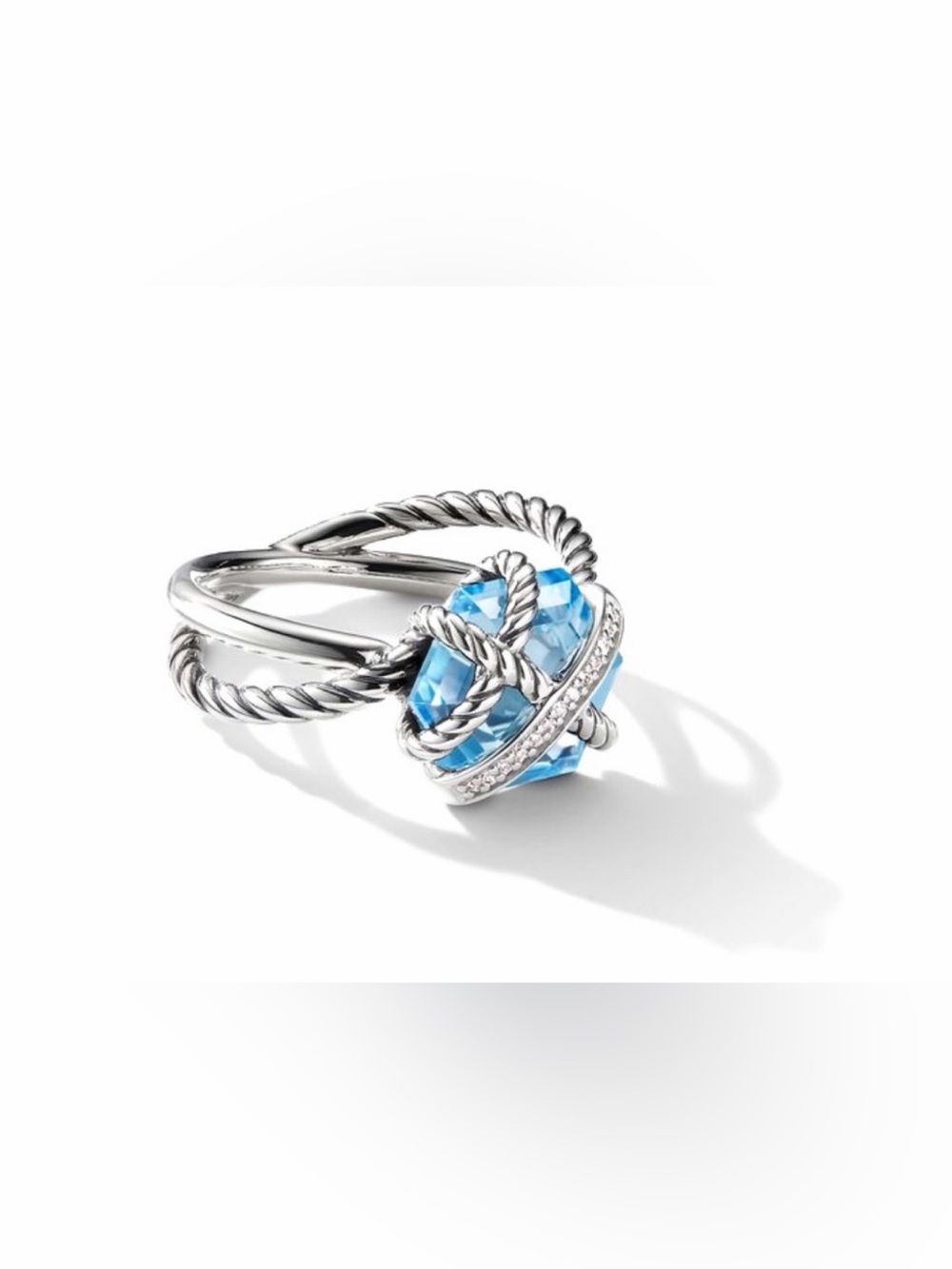 David Yurman Topaz & Diamond Cable Wrap Ring